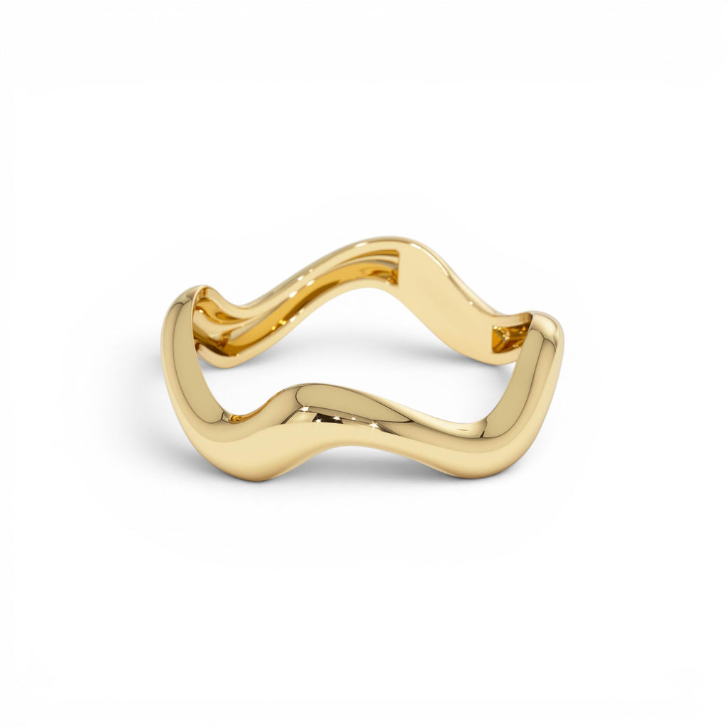 14K Gold Sculptural Wave Band - view 4