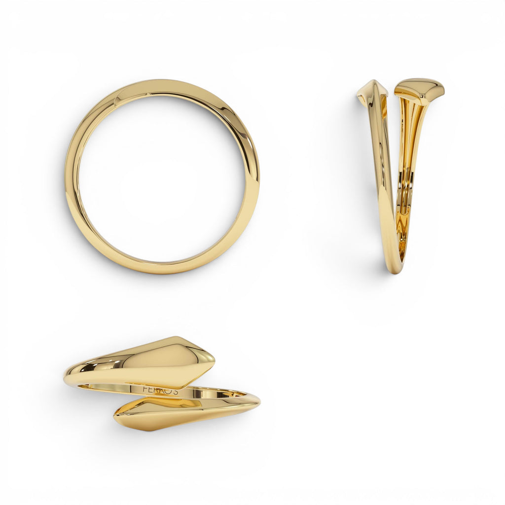 14K Gold Tapered Bypass Ring - view 5