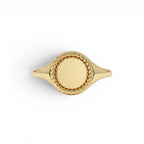 14K Rope Border Oval Signet Ring by Orlina Fine
