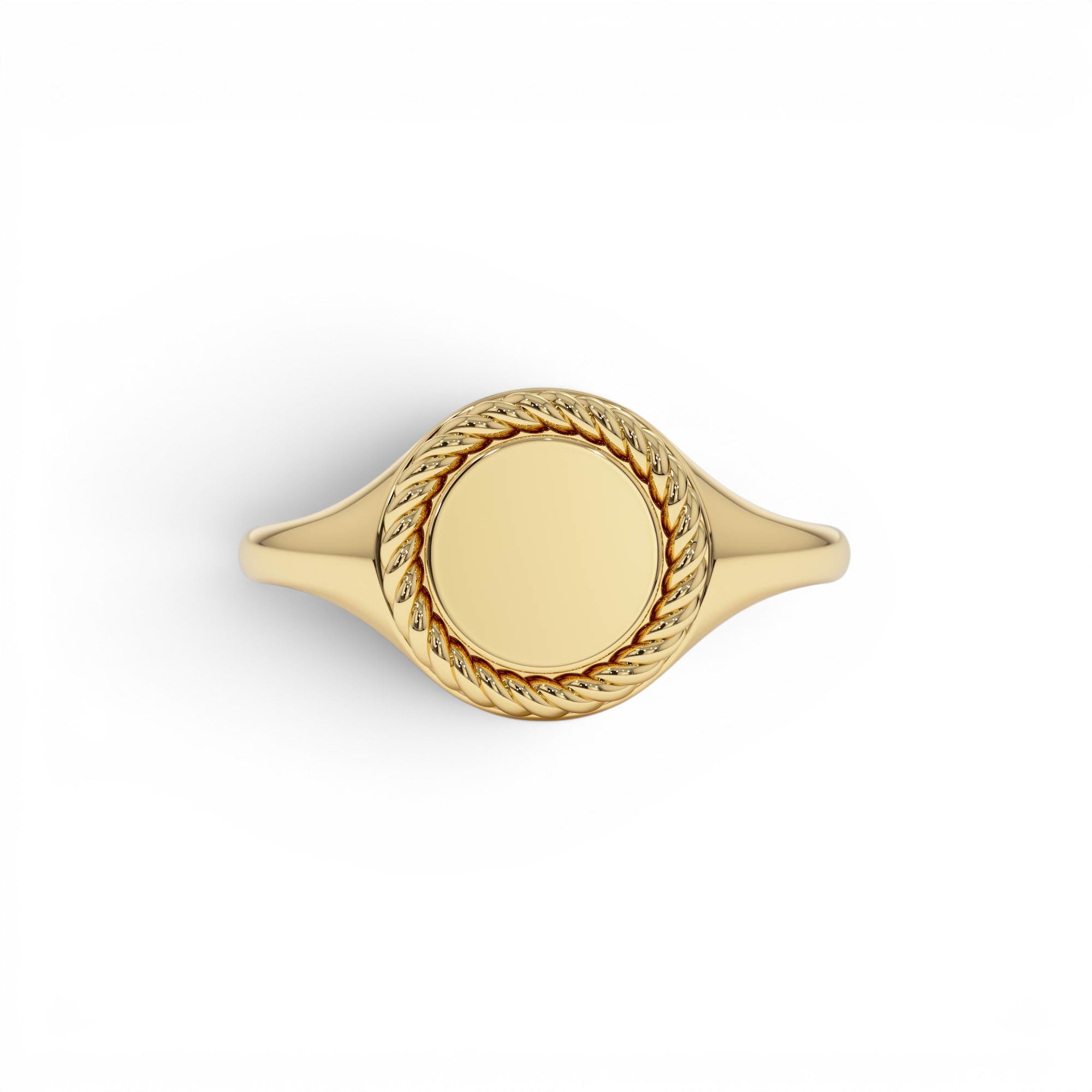 14K Rope Border Oval Signet Ring by Orlina Fine