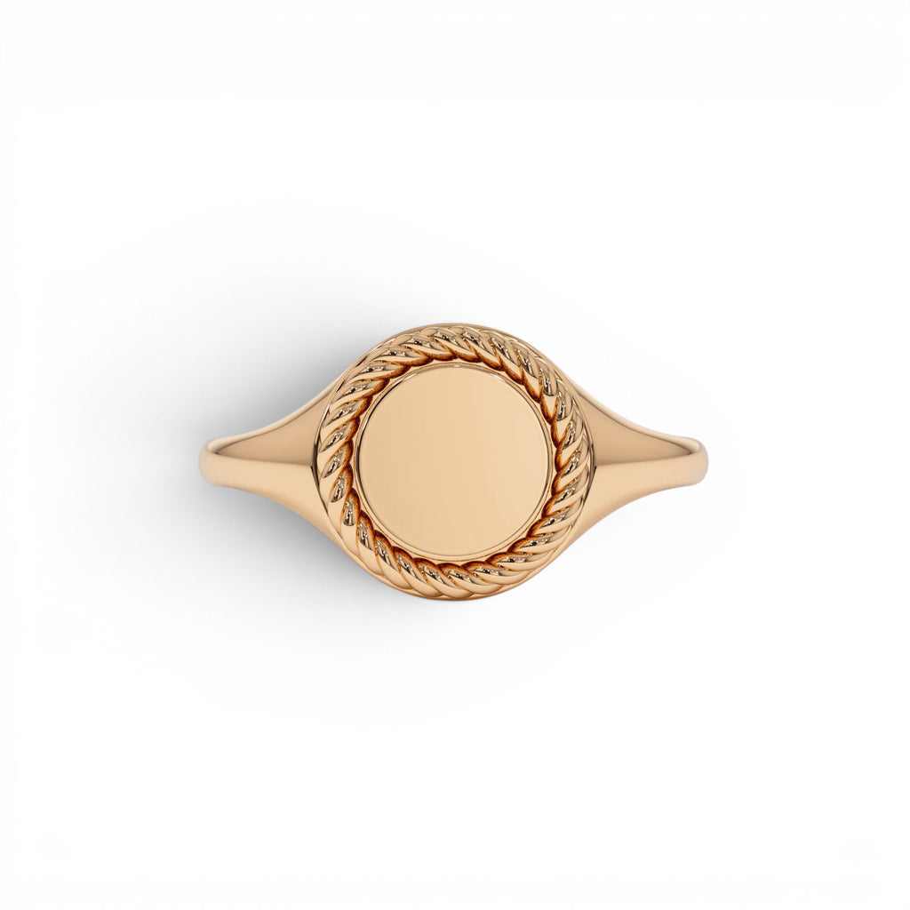 14K Rope Border Oval Signet Ring - view 2
