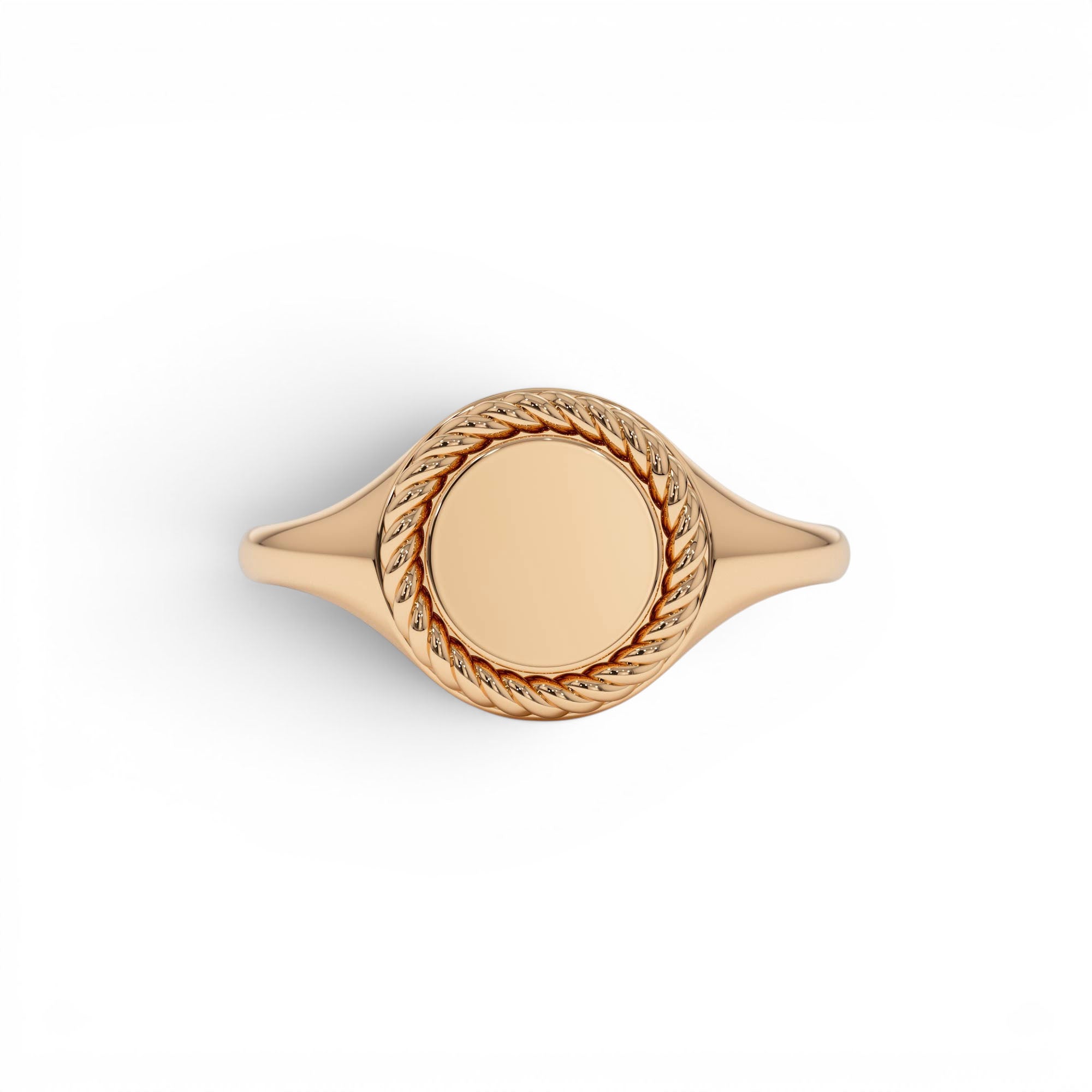 14K Rope Border Oval Signet Ring - view 2