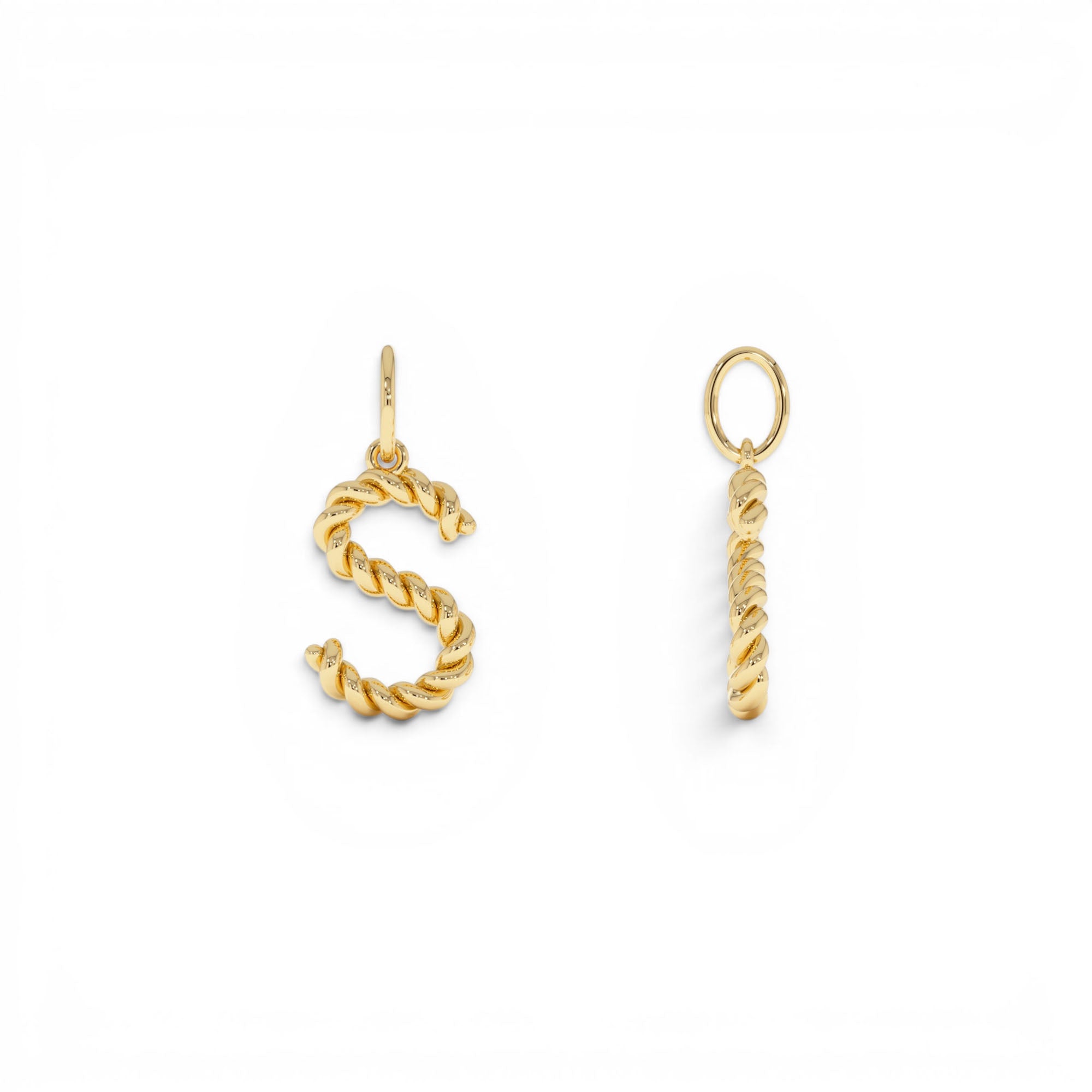 14K Rope Initial Pendant Necklace - view 4