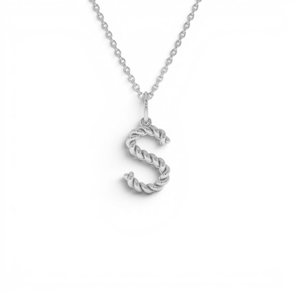 14K Rope Initial Pendant Necklace - view 3