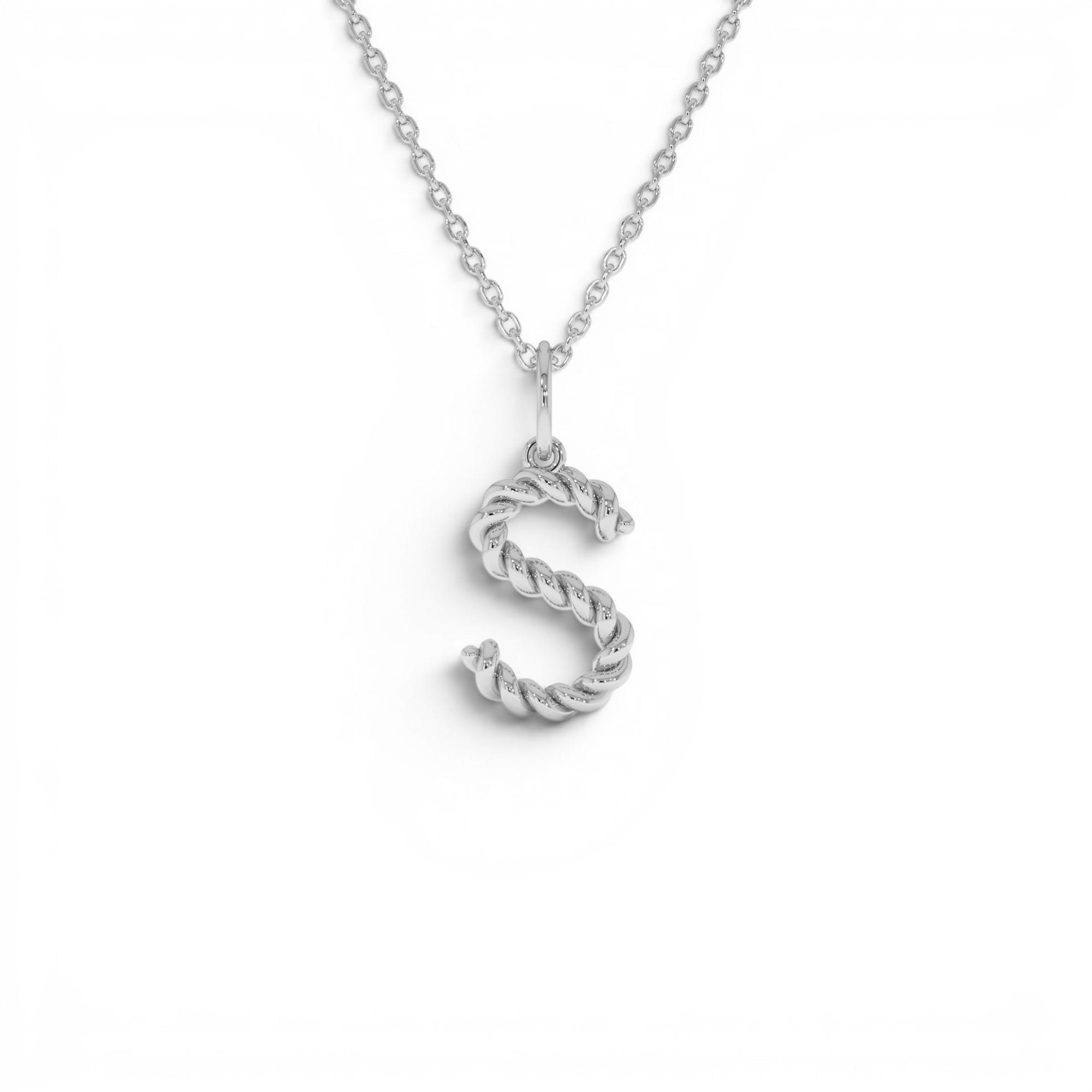 14K Rope Initial Pendant Necklace - view 3