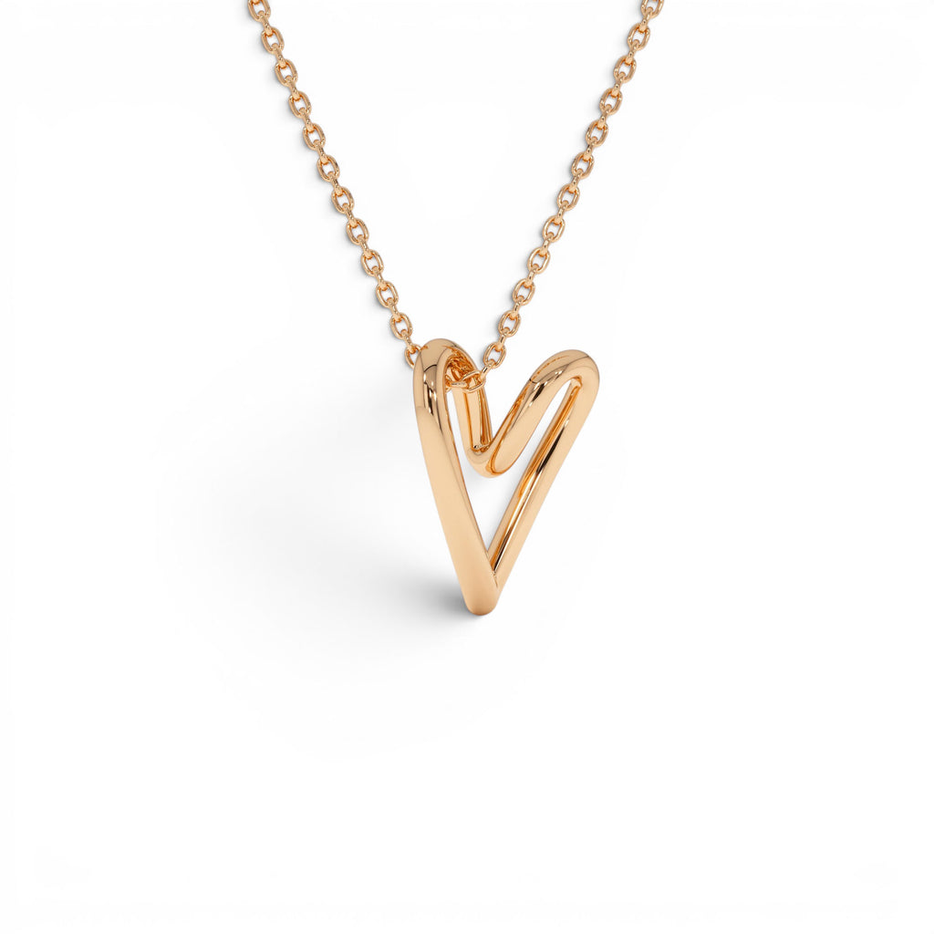 14K Gold Abstract Open Heart Pendant Necklace - view 2
