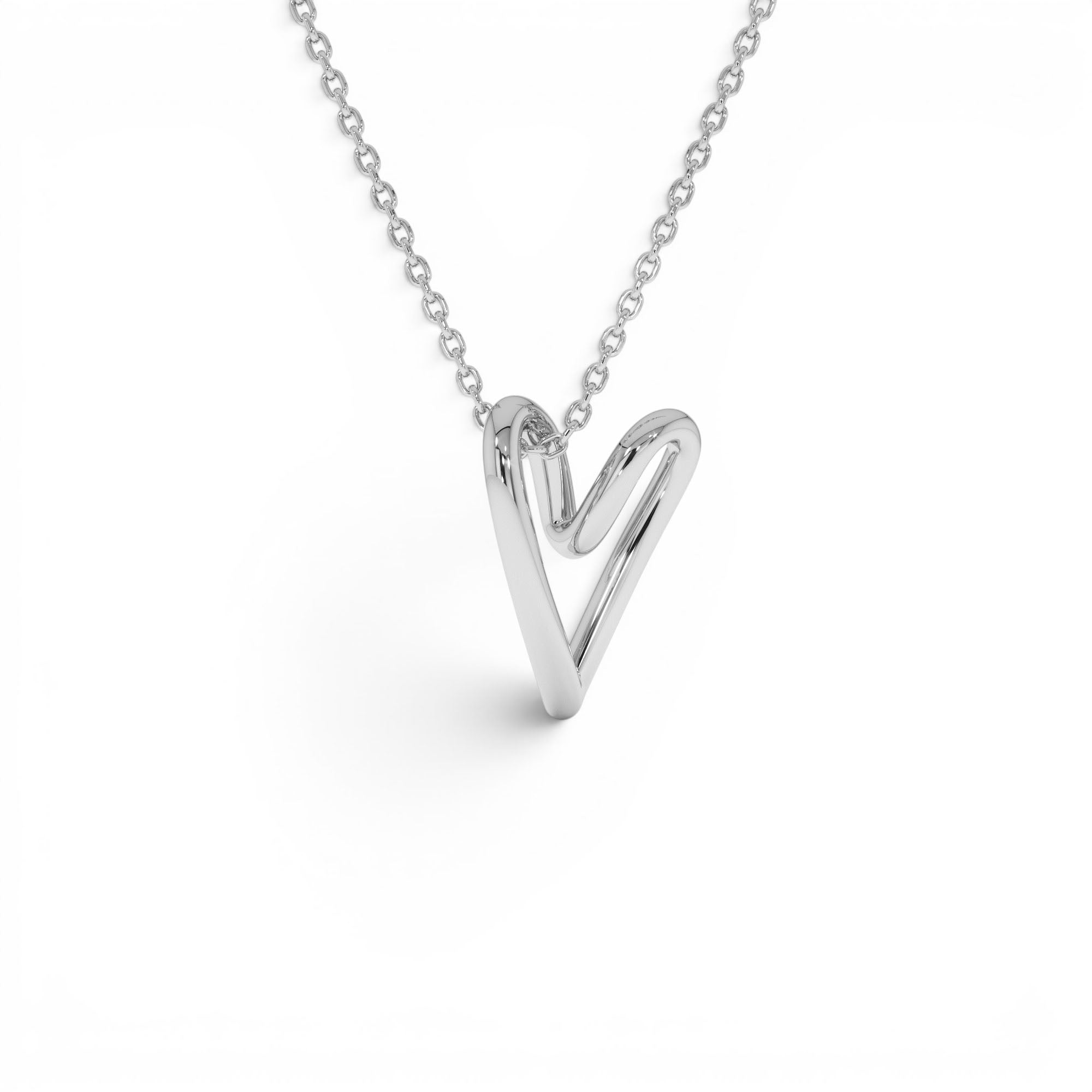 14K Gold Abstract Open Heart Pendant Necklace - view 3