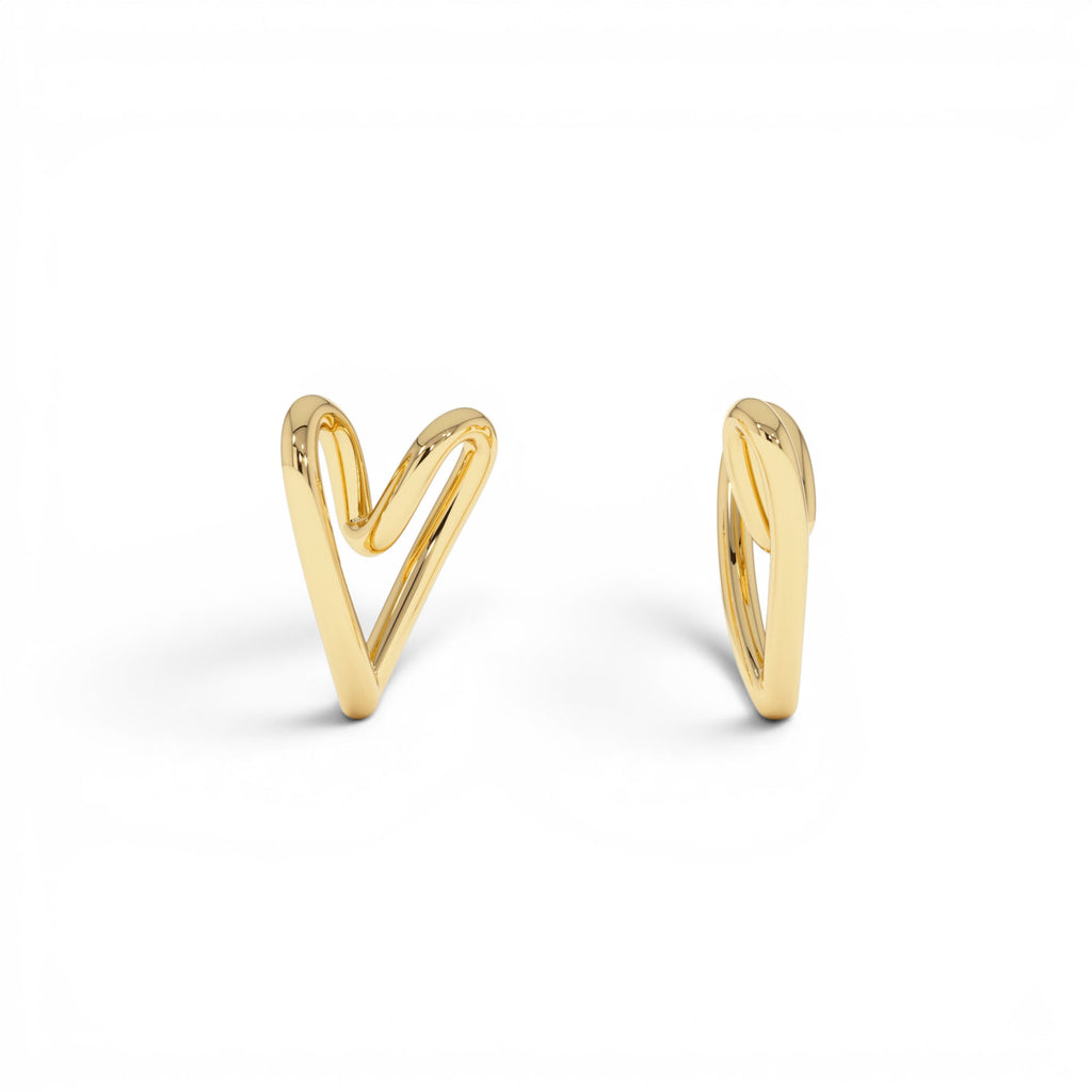 14K Gold Abstract Open Heart Pendant Necklace - view 4