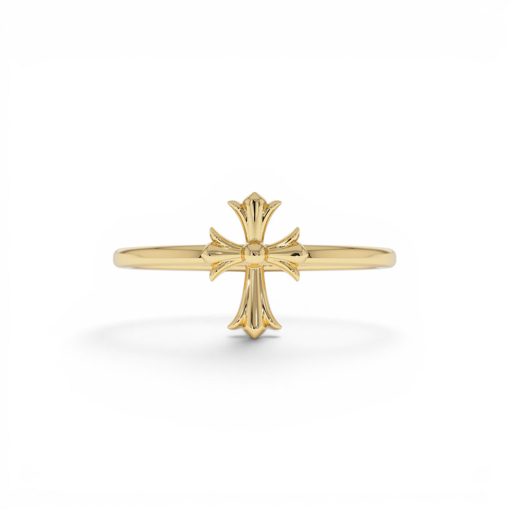 14K Cathedral Cross Band Ring by Orlina Fine