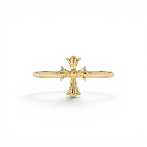 14K Cathedral Cross Band Ring by Orlina Fine