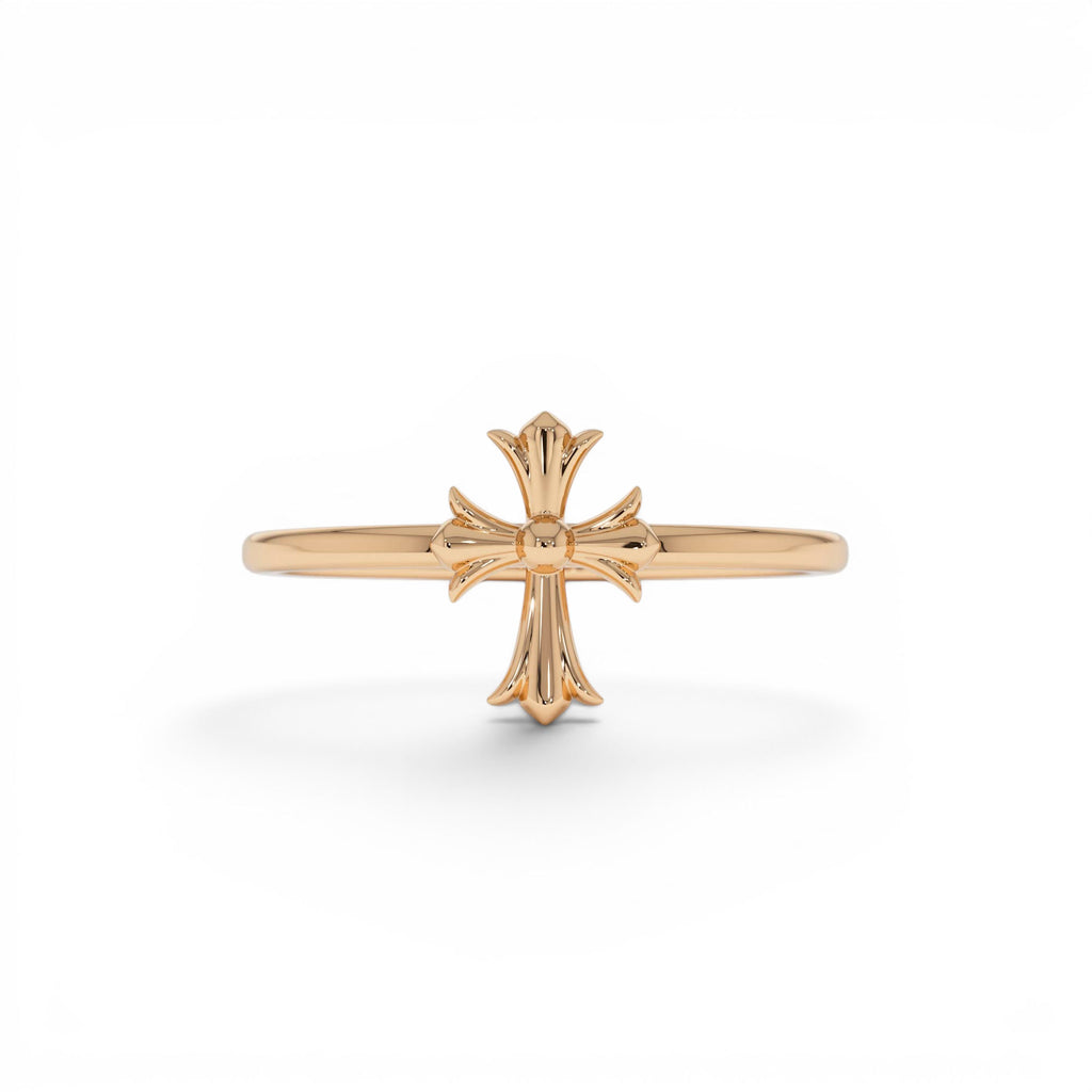 14K Cathedral Cross Band Ring - view 2
