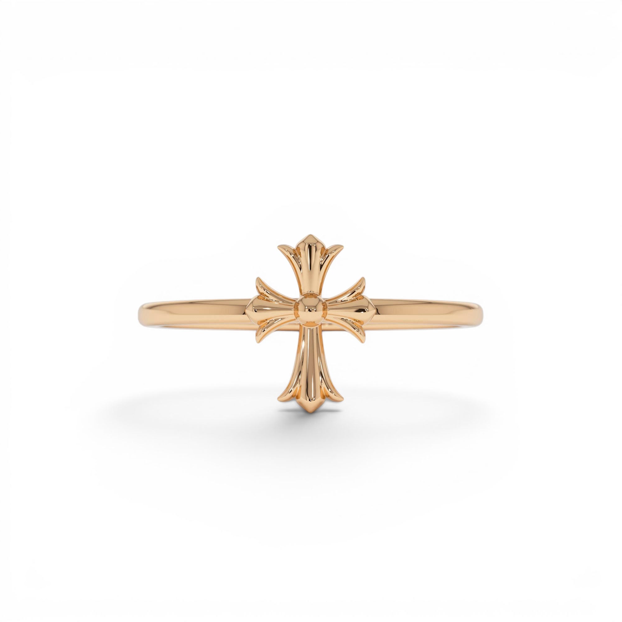 14K Cathedral Cross Band Ring - view 2