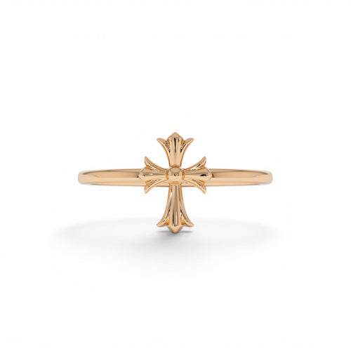 14K Cathedral Cross Band Ring - view 2