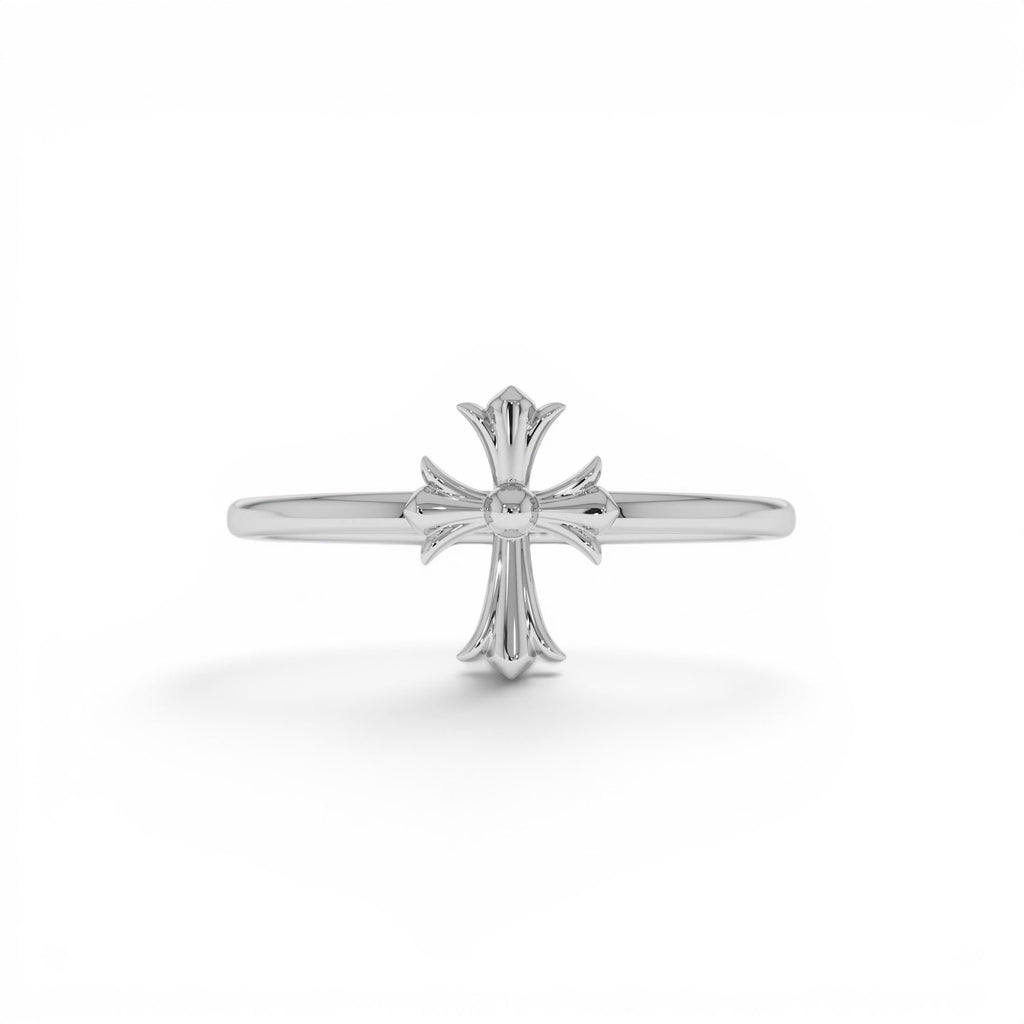 14K Cathedral Cross Band Ring - view 3