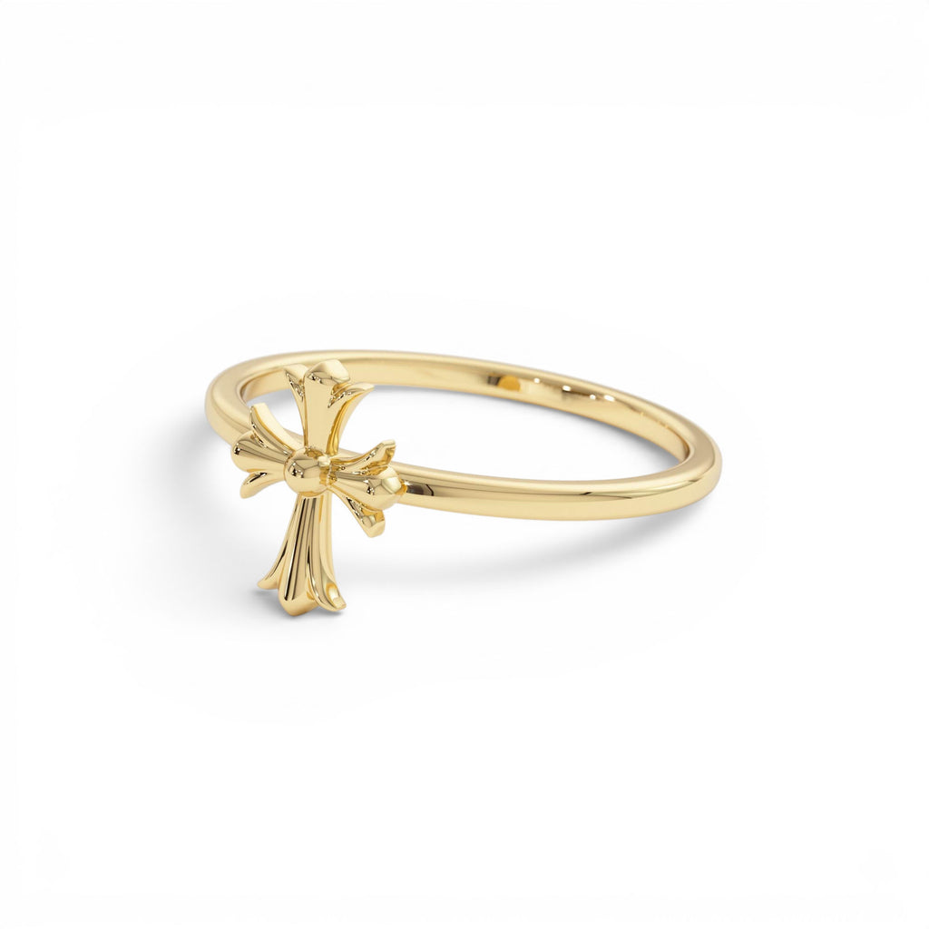 14K Cathedral Cross Band Ring - view 4