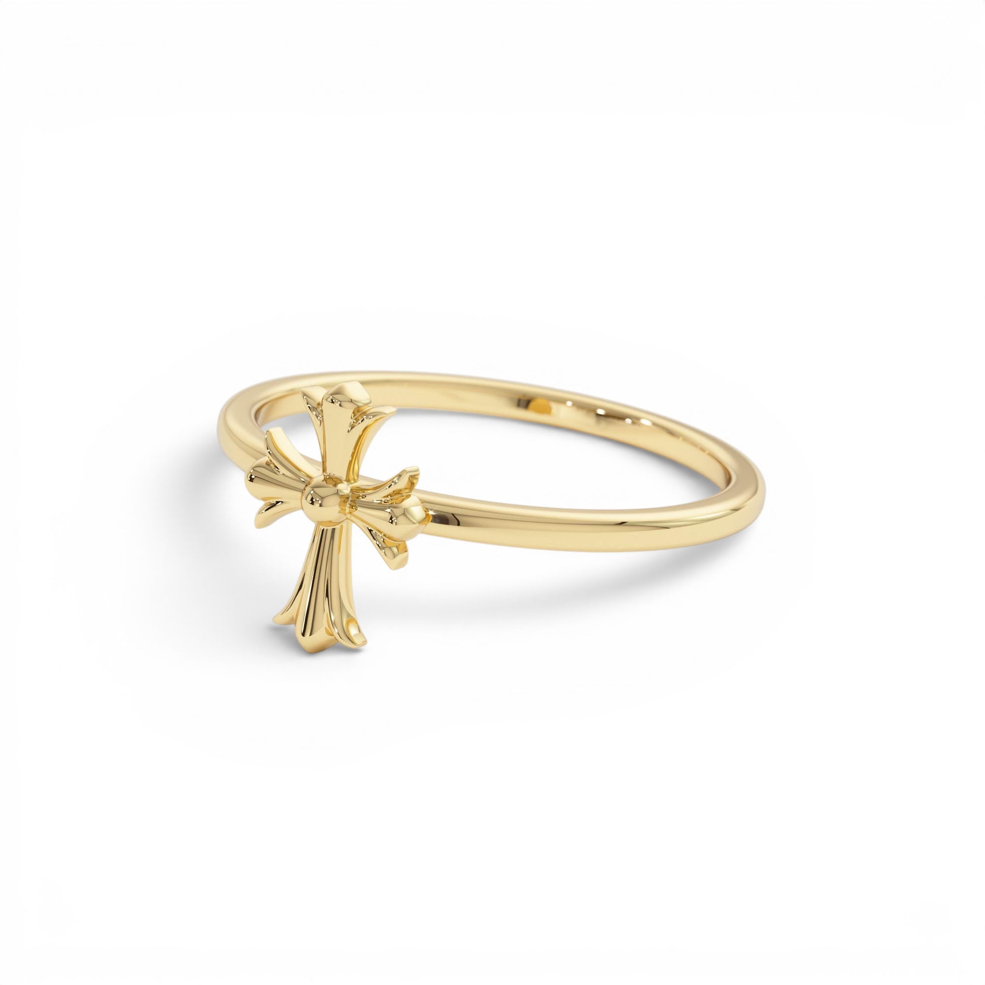 14K Cathedral Cross Band Ring - view 4