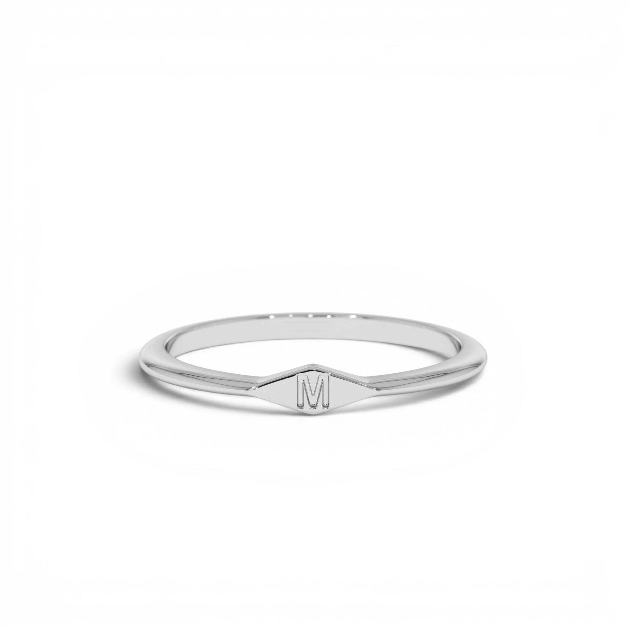 14K Gold Diamond Shape Initial Ring - view 3