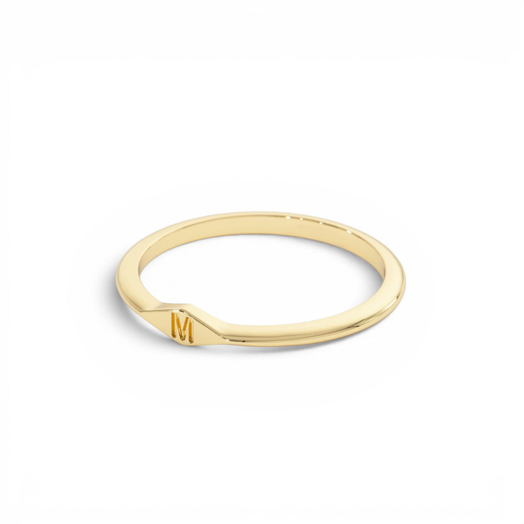14K Gold Diamond Shape Initial Ring - view 4