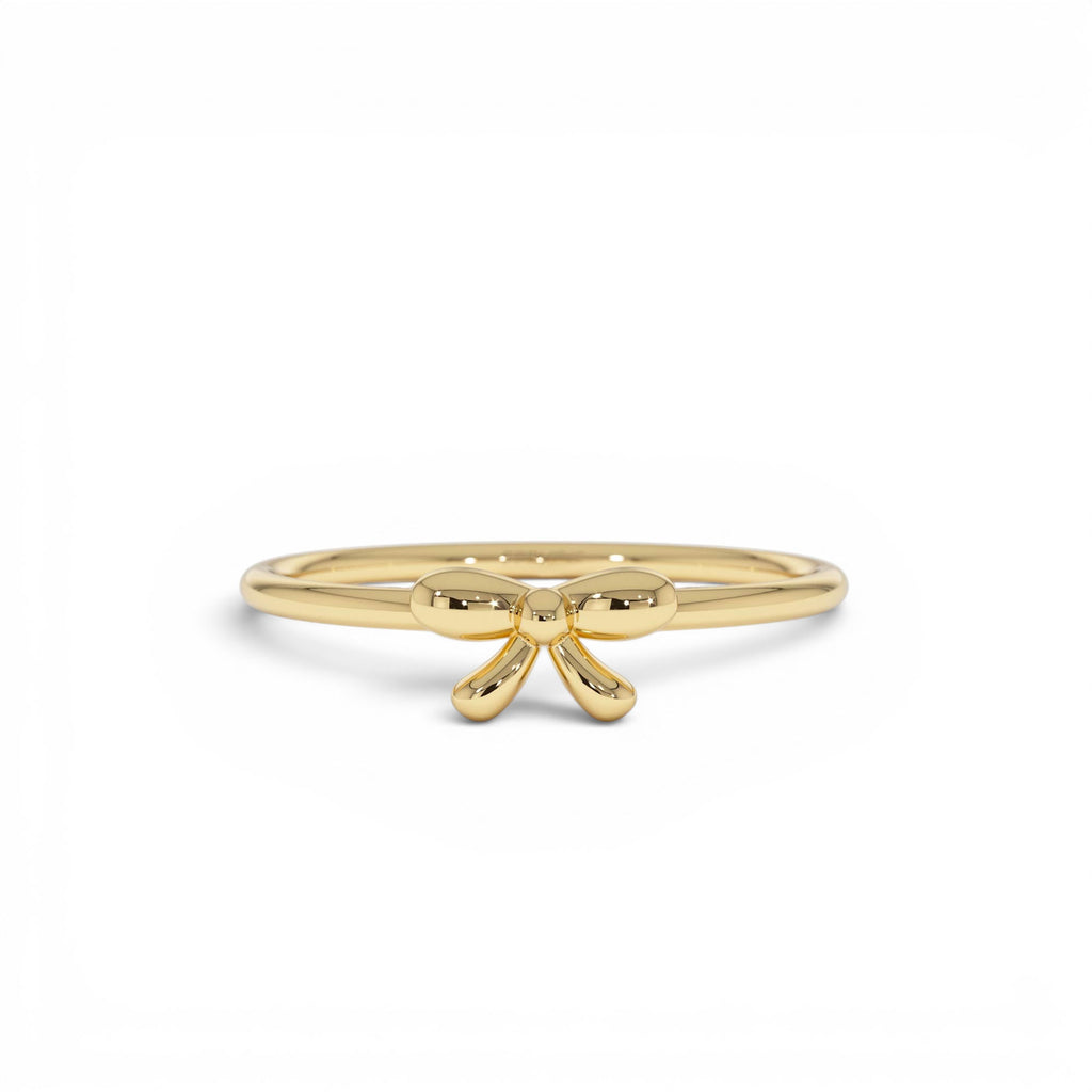 14k Plain Gold Balloon Bow Ring by Orlina Fine