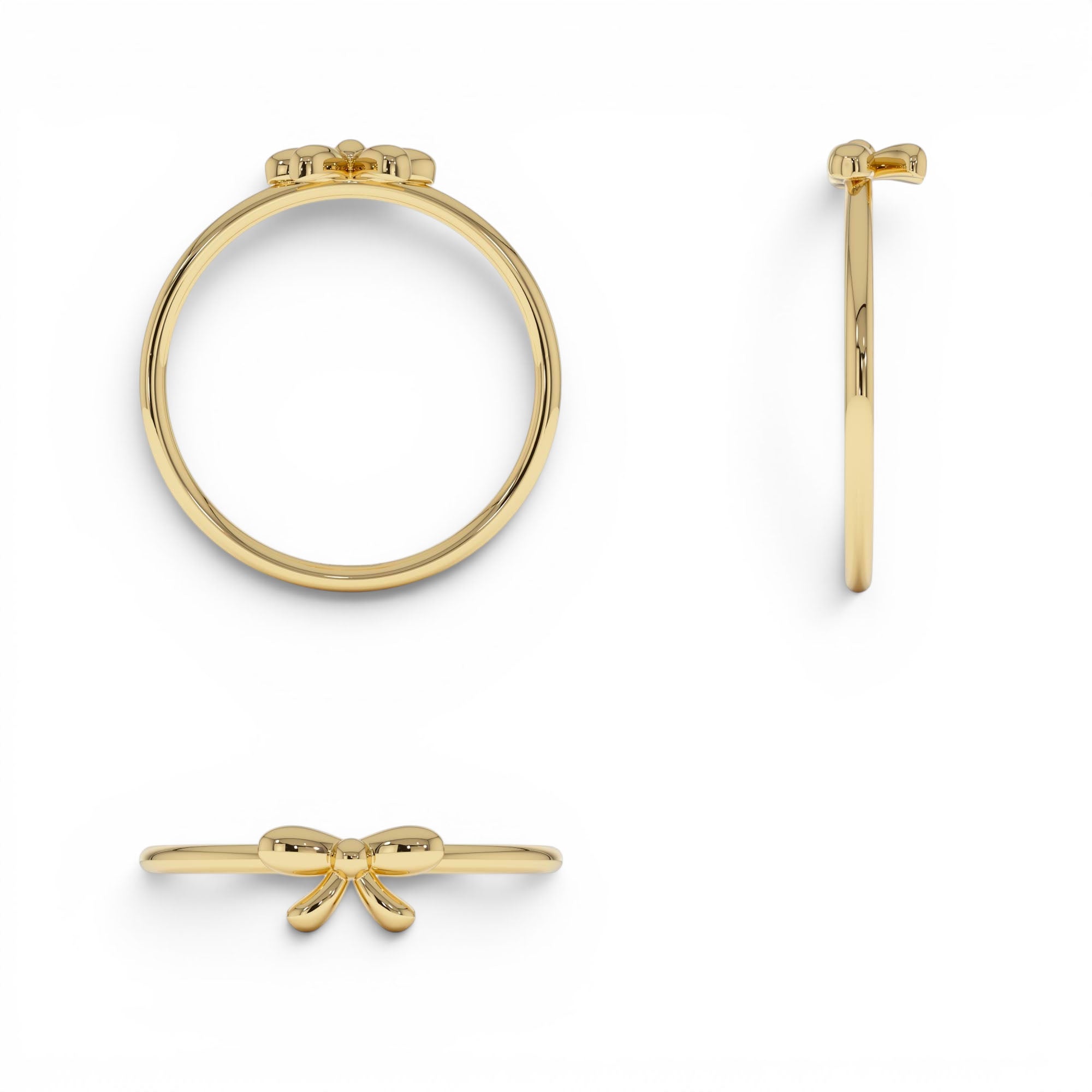 14k Plain Gold Balloon Bow Ring - view 5