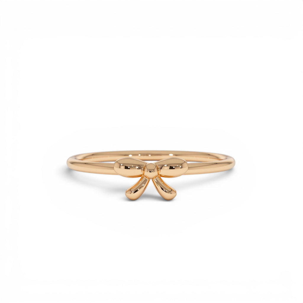 14k Plain Gold Balloon Bow Ring - view 2