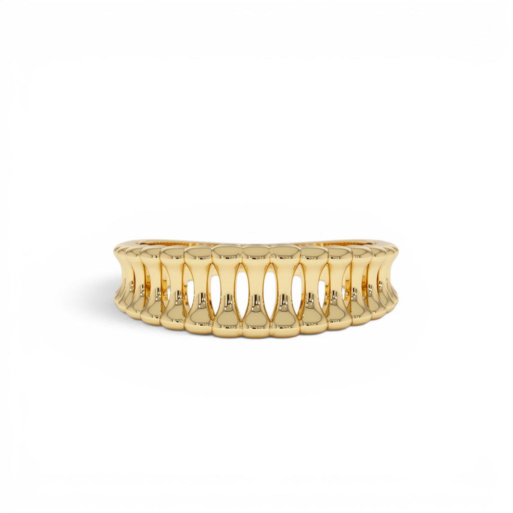 14K Sculptural Wide Band Ring by Orlina Fine