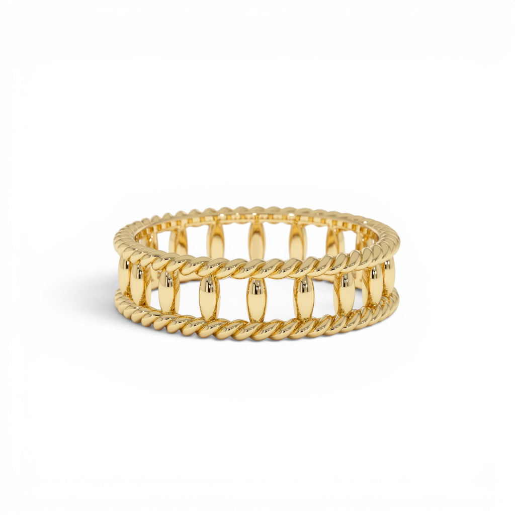 14k Double Rope Link Band Ring by Orlina Fine