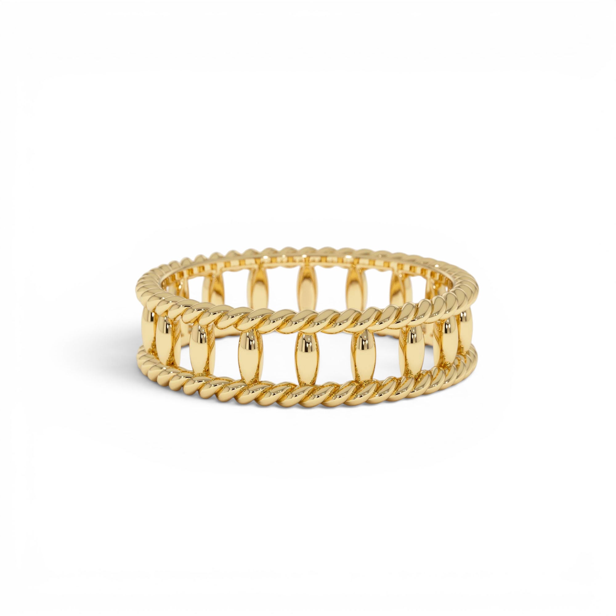 14k Double Rope Link Band Ring by Orlina Fine