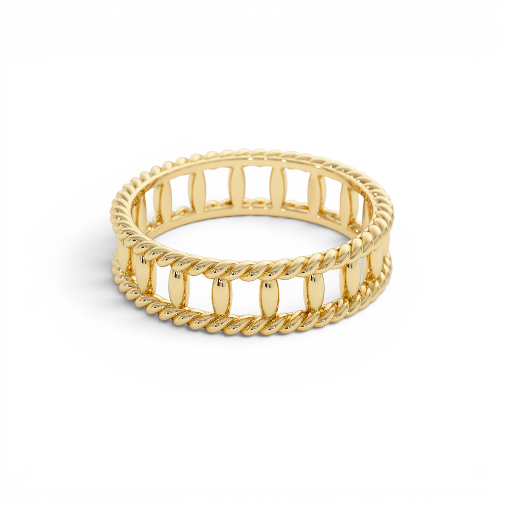 14k Double Rope Link Band Ring - view 4