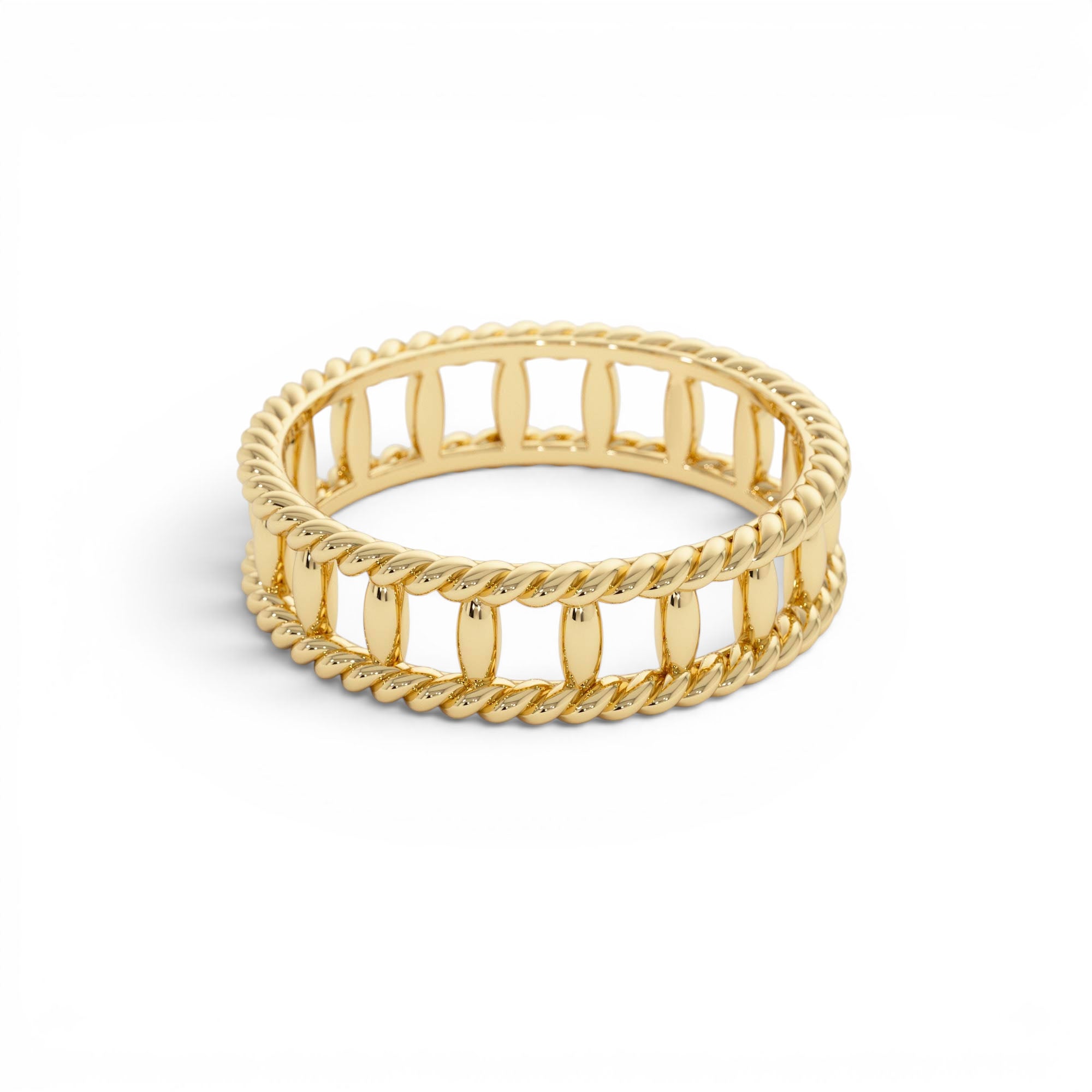 14k Double Rope Link Band Ring - view 4