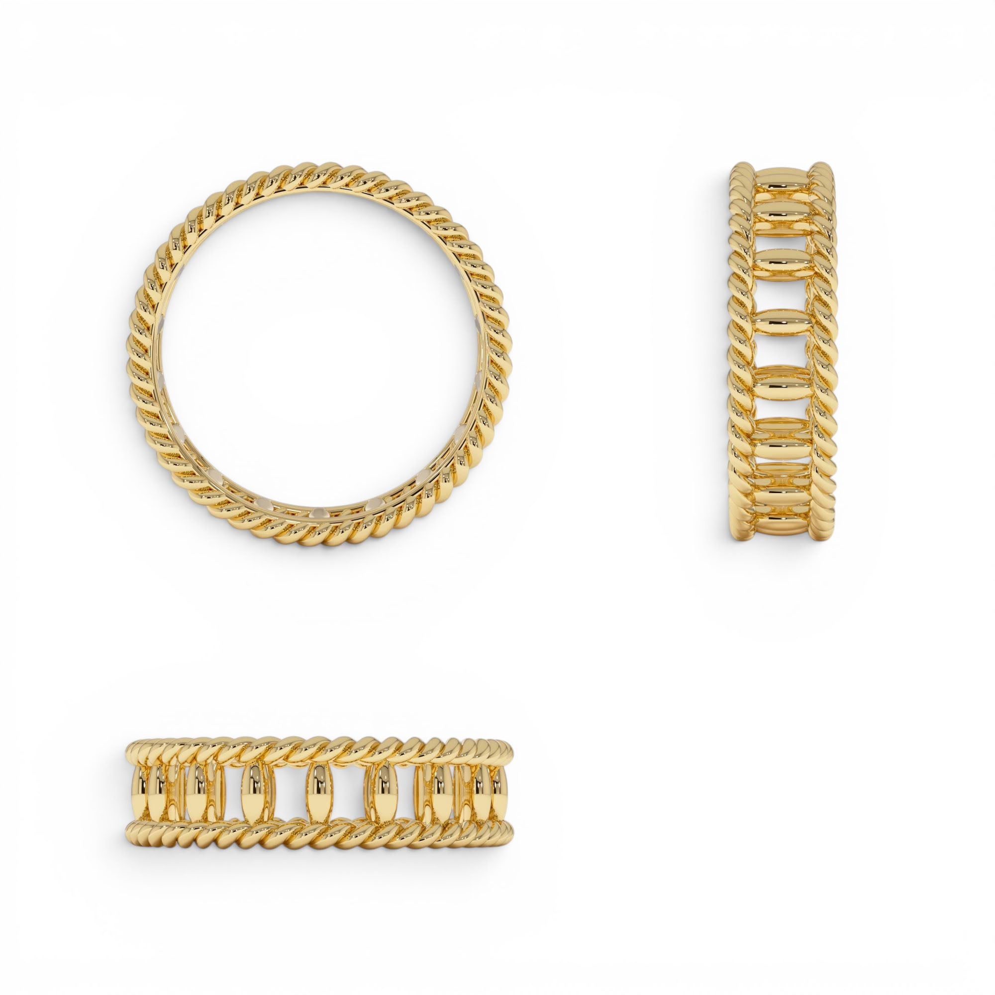 14k Double Rope Link Band Ring - view 5