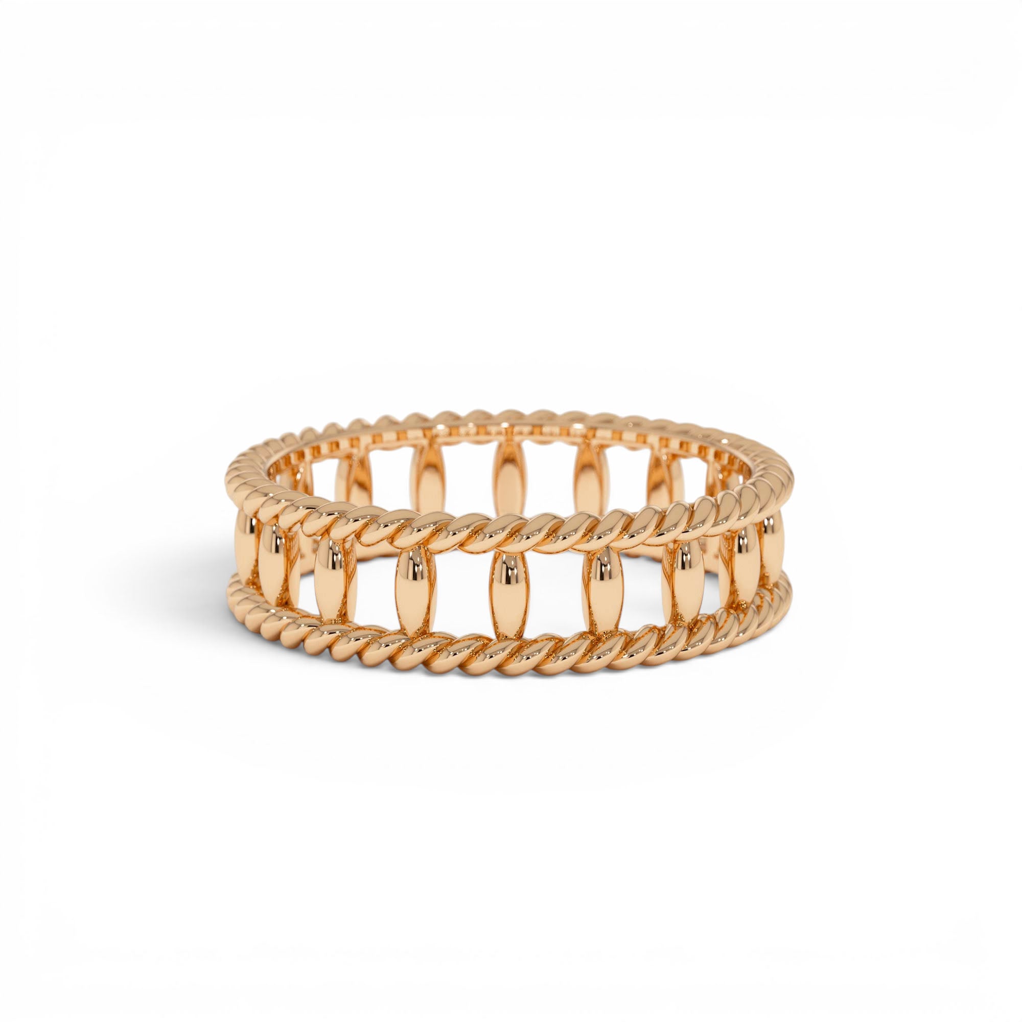 14k Double Rope Link Band Ring - view 2