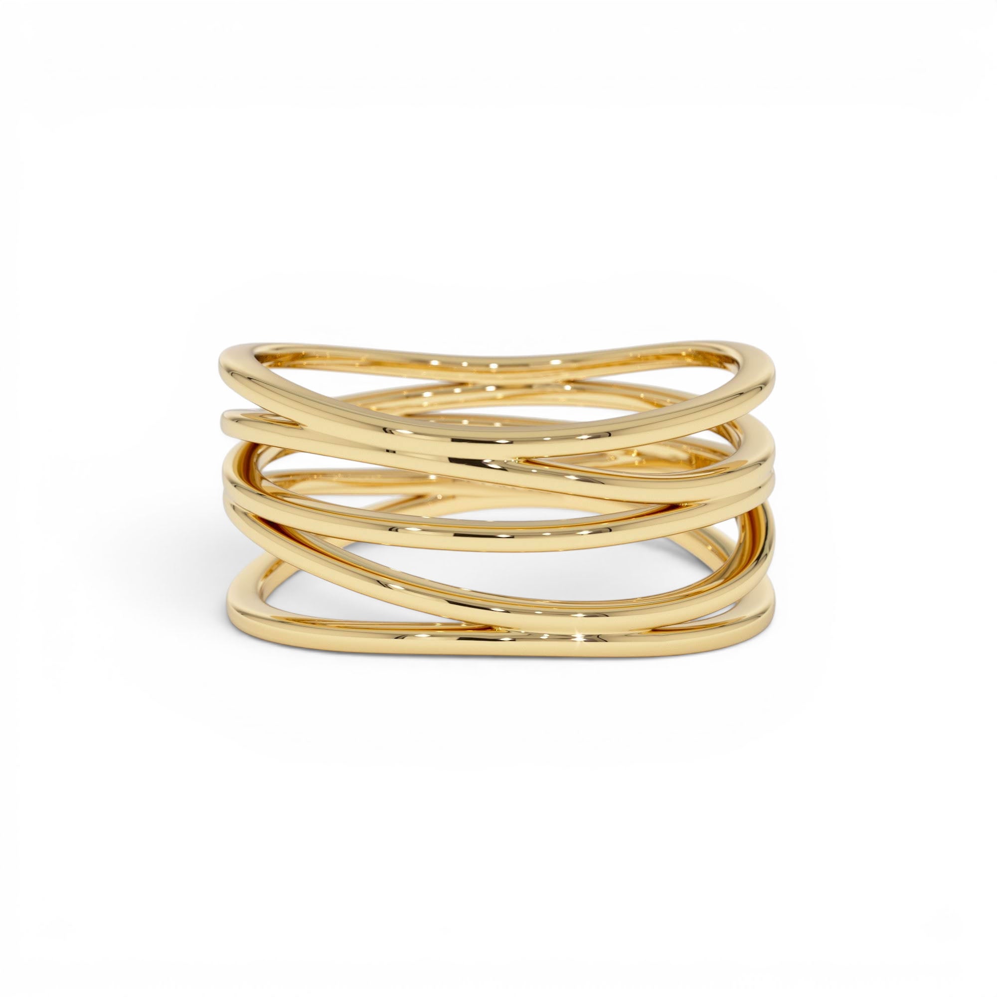 14k Multi-Intertwine Band Crossover Statement Ring by Orlina Fine
