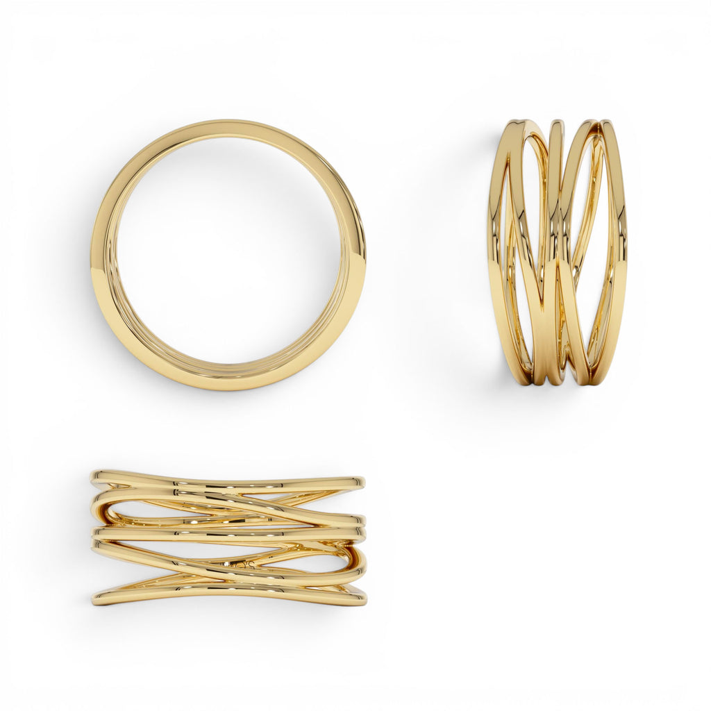 14k Multi-Intertwine Band Crossover Statement Ring - view 5