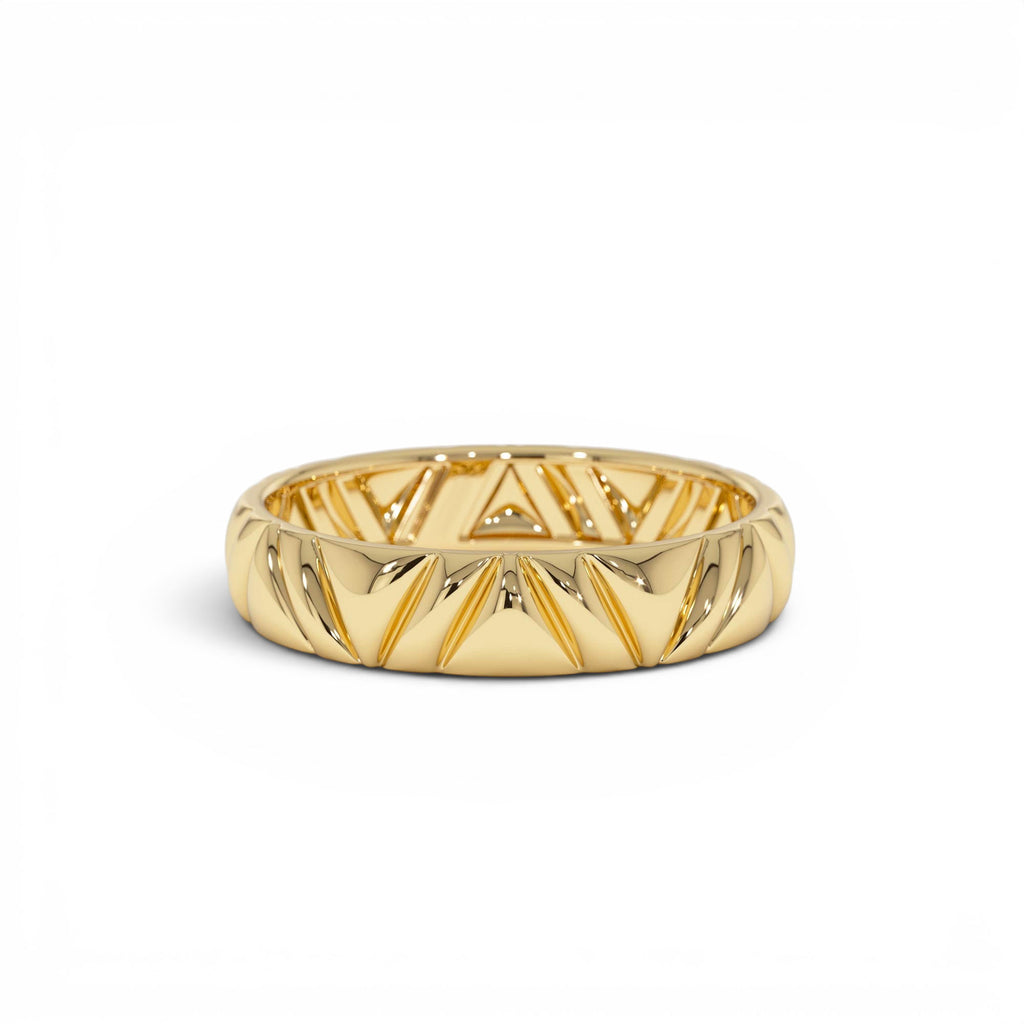 14K Engraved Chevron Band Ring by Orlina Fine