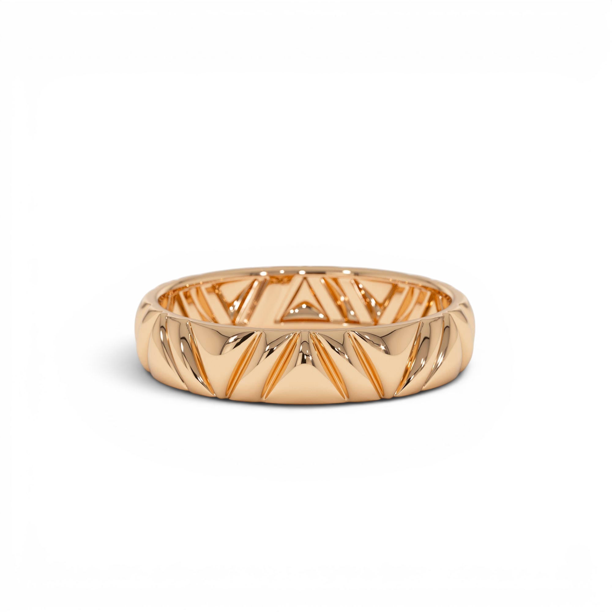 14K Engraved Chevron Band Ring - view 2