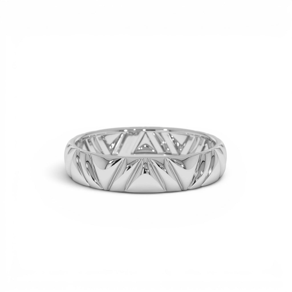 14K Engraved Chevron Band Ring - view 3