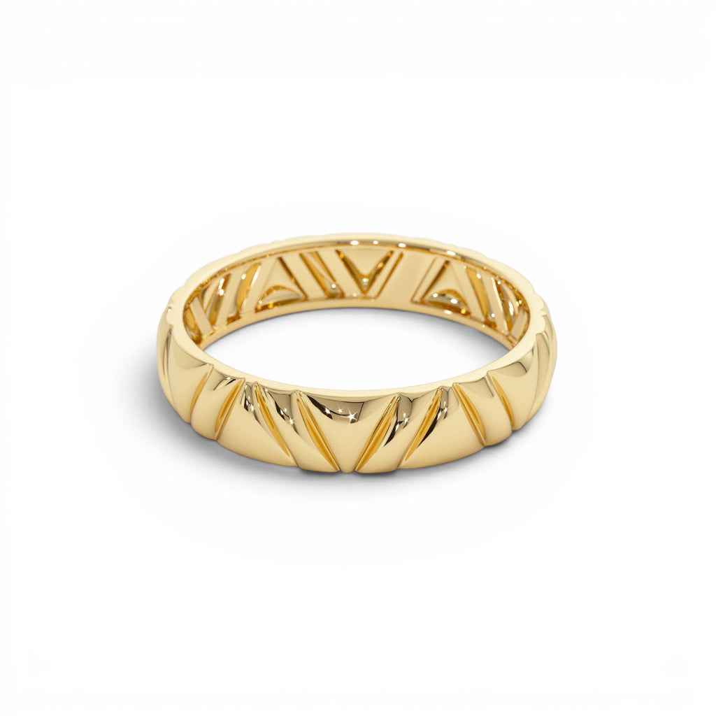 14K Engraved Chevron Band Ring - view 4