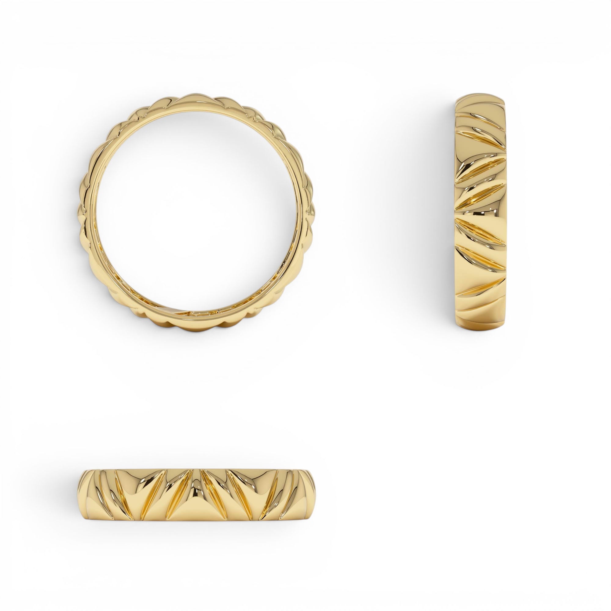 14K Engraved Chevron Band Ring - view 5