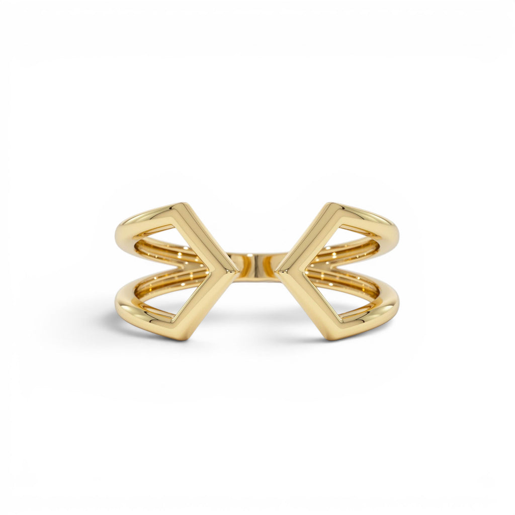 14k Modern Geometric Open Band Ring by Orlina Fine