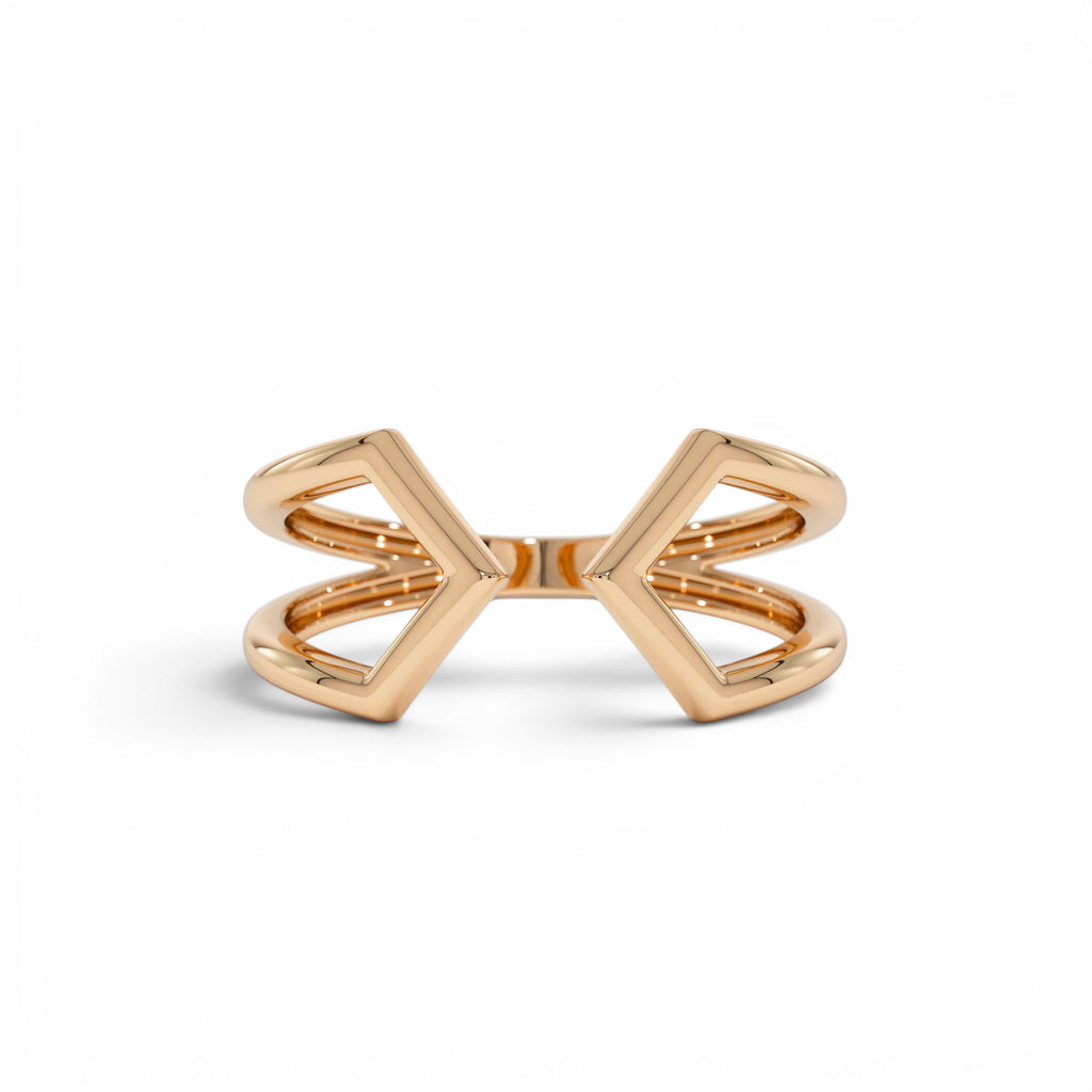 14k Modern Geometric Open Band Ring - view 2