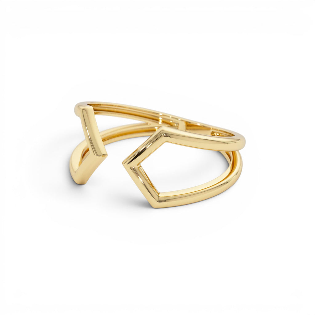14k Modern Geometric Open Band Ring - view 4