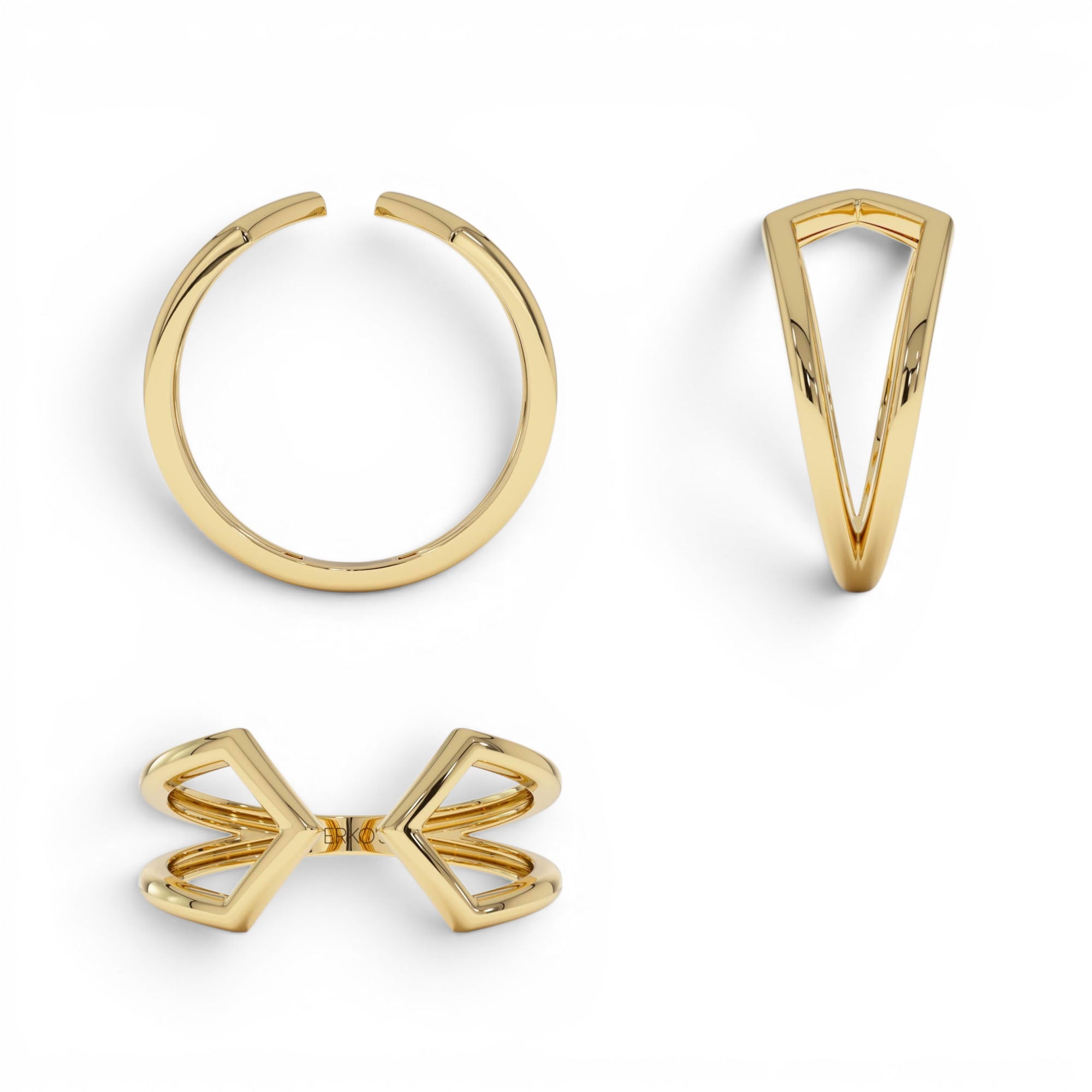 14k Modern Geometric Open Band Ring - view 5