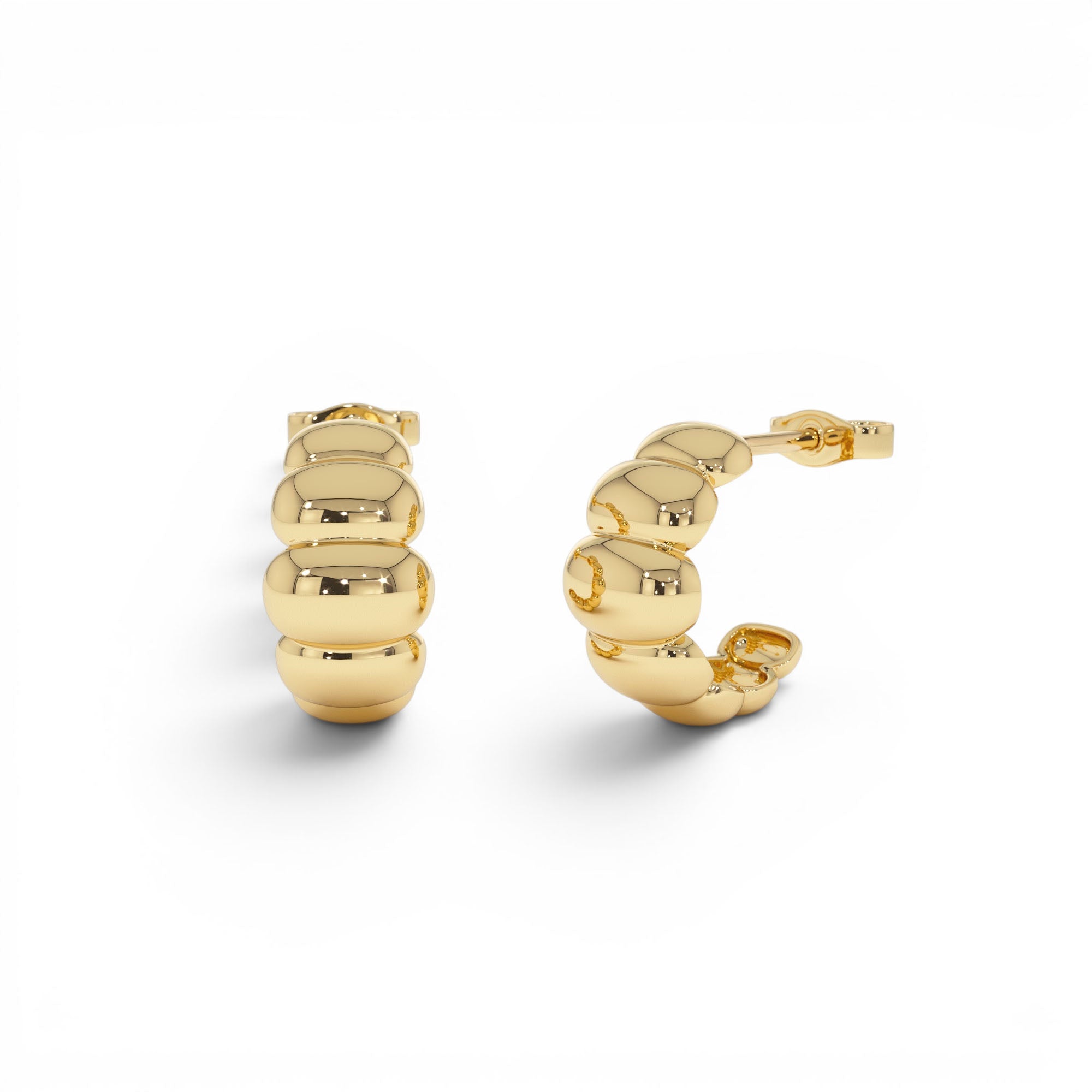 14k Gold Chuncky Bubble Hoop Earrings by Orlina Fine