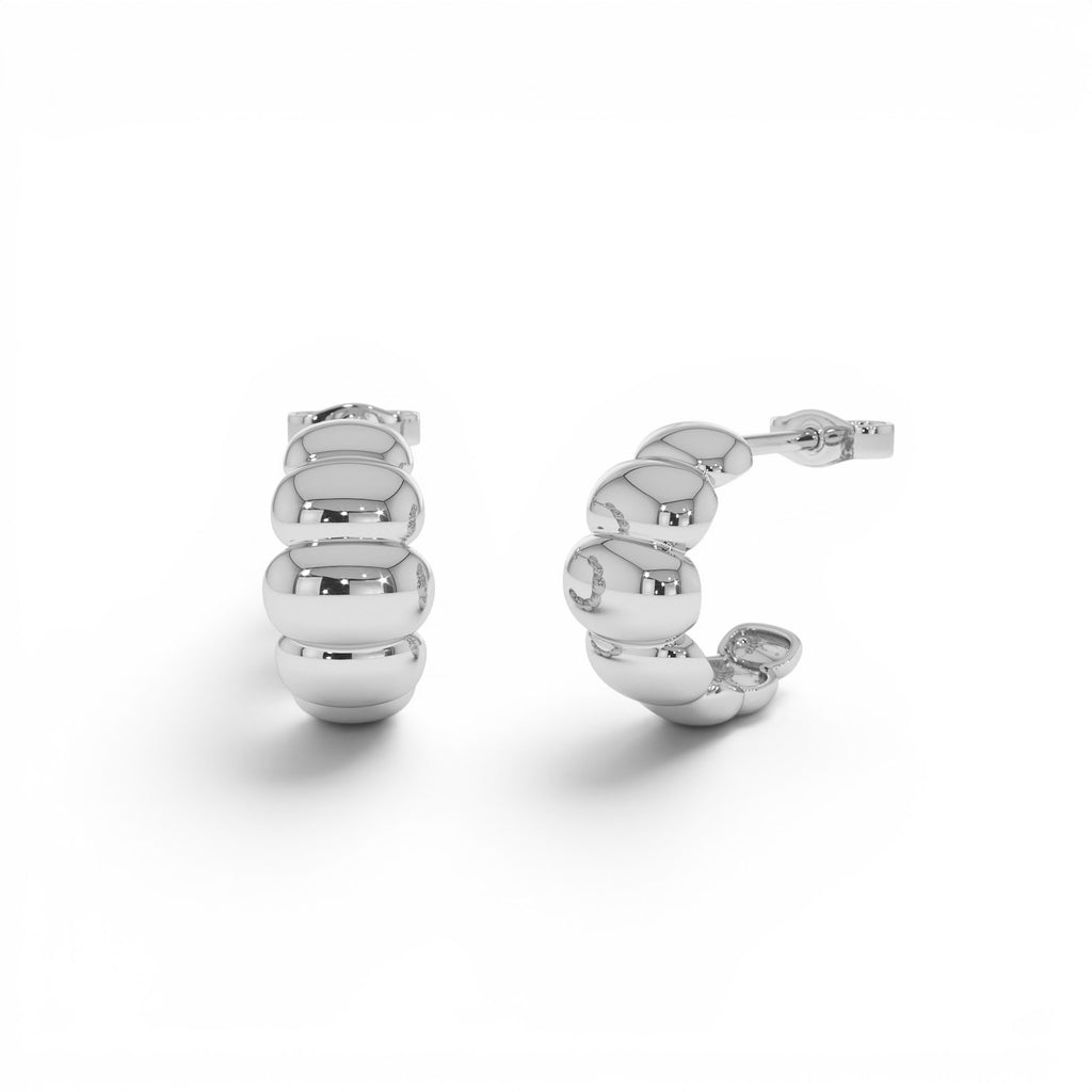 14k Gold Chuncky Bubble Hoop Earrings - view 2