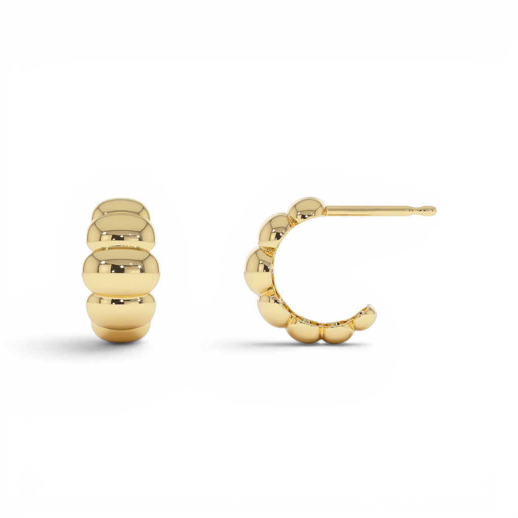 14k Gold Chuncky Bubble Hoop Earrings - view 3