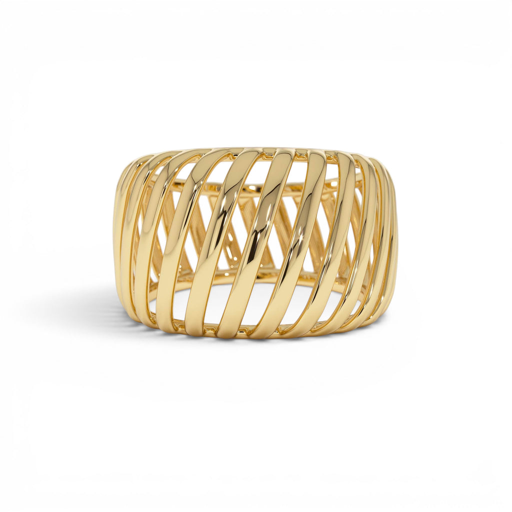 14k Gold Wide Cage Band Ring by Orlina Fine