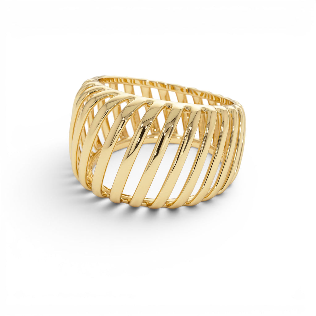 14k Gold Wide Cage Band Ring - view 4
