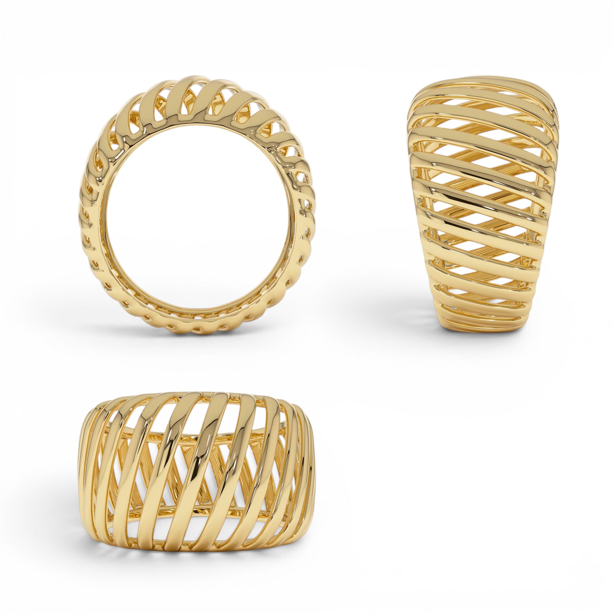 14k Gold Wide Cage Band Ring - view 5