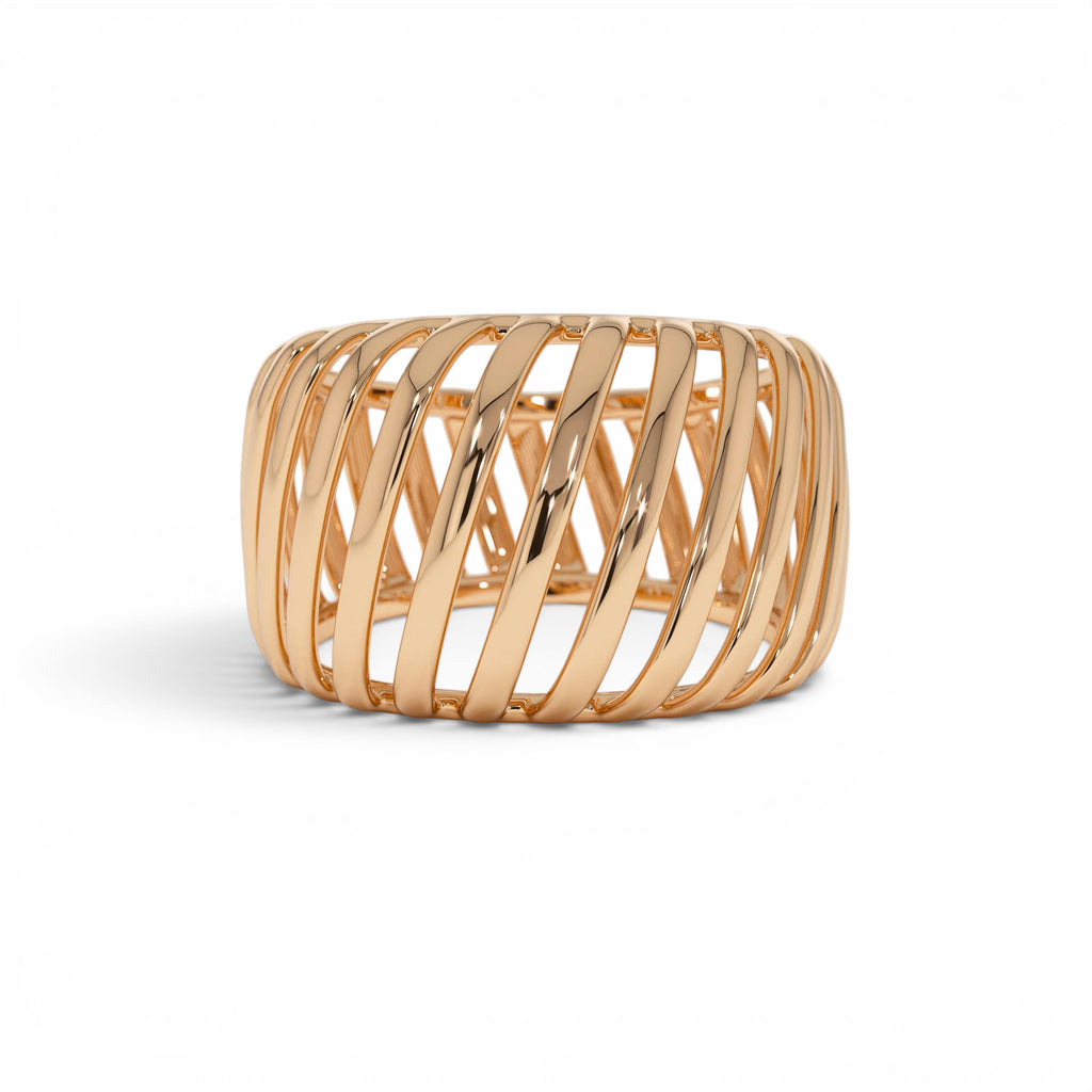 14k Gold Wide Cage Band Ring - view 2